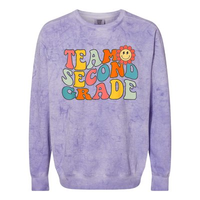 Groovy Team Second Grade Back To School Teacher Student Gift Colorblast Crewneck Sweatshirt