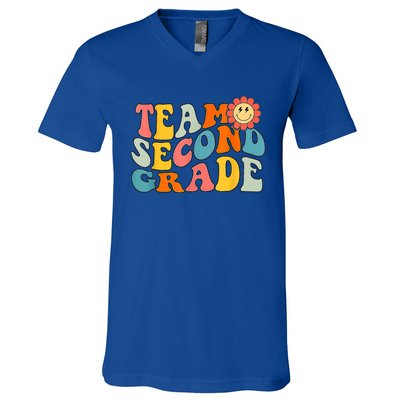 Groovy Team Second Grade Back To School Teacher Student Gift V-Neck T-Shirt