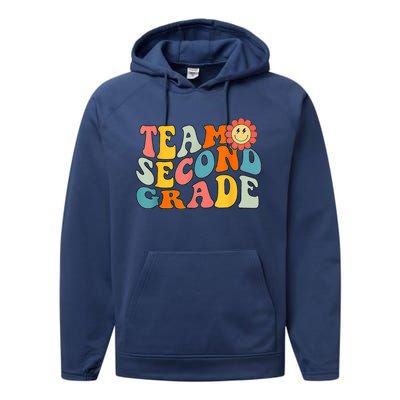 Groovy Team Second Grade Back To School Teacher Student Gift Performance Fleece Hoodie