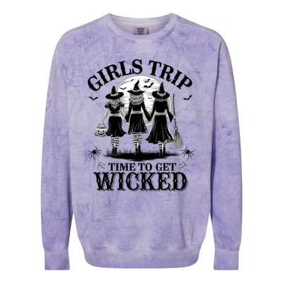 Girl.S Trip Salem Basic Witch Halloween Women Colorblast Crewneck Sweatshirt