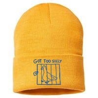 Got Too Silly Funny Duck, Silly Goose Funny, meme Sustainable Knit Beanie