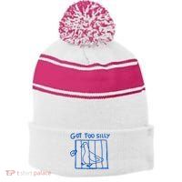 Got Too Silly Funny Duck, Silly Goose Funny, meme Stripe Pom Pom Beanie