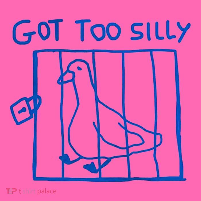 Got Too Silly Funny Duck, Silly Goose Funny, meme Stripe Pom Pom Beanie