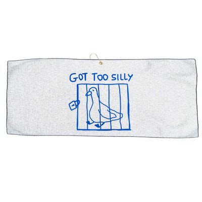 Got Too Silly Funny Duck, Silly Goose Funny, meme Large Microfiber Waffle Golf Towel