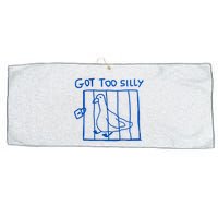 Got Too Silly Funny Duck, Silly Goose Funny, meme Large Microfiber Waffle Golf Towel