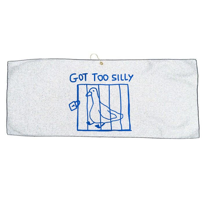 Got Too Silly Funny Duck, Silly Goose Funny, meme Large Microfiber Waffle Golf Towel