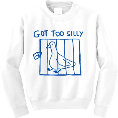 Got Too Silly Funny Duck, Silly Goose Funny, meme Kids Sweatshirt