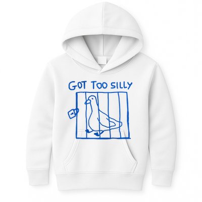 Got Too Silly Funny Duck, Silly Goose Funny, meme Kids Hoodie