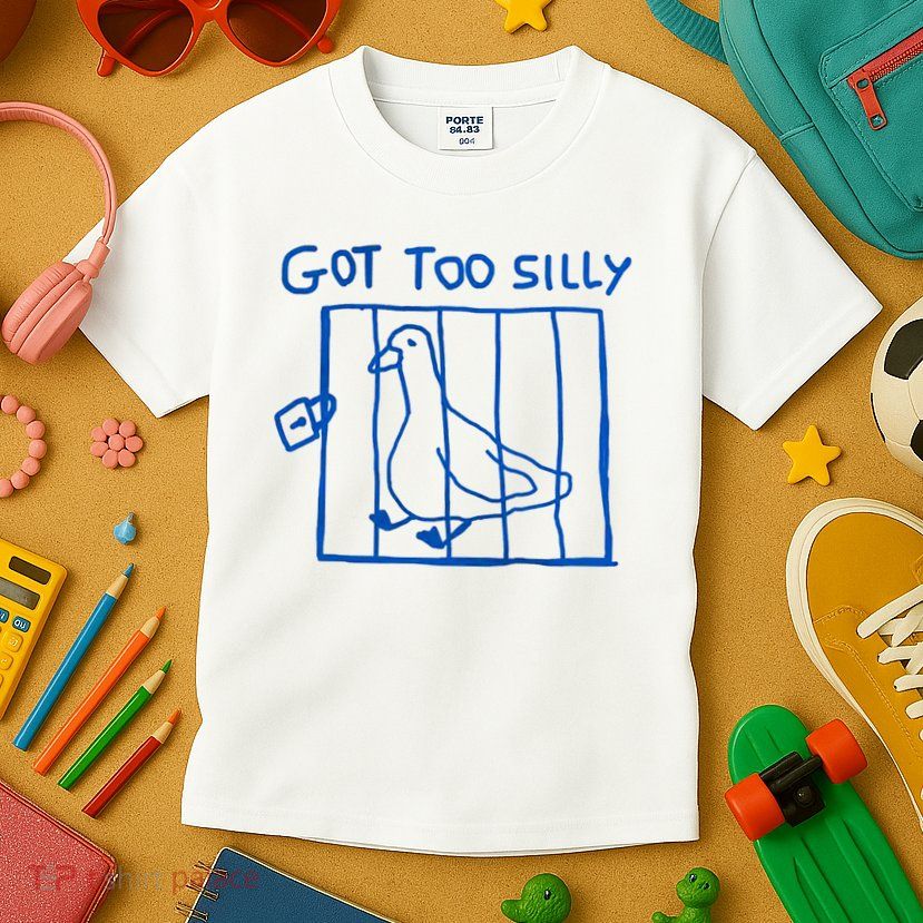 Got Too Silly Funny Duck, Silly Goose Funny, meme Kids T-Shirt