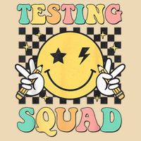 Groovy Testing Squad Smile Face Test Day Teacher Student Drawstring Bag