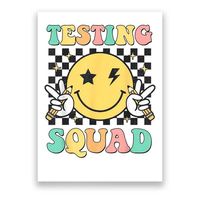 Groovy Testing Squad Smile Face Test Day Teacher Student Poster