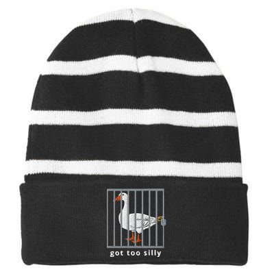 Got Too Silly Goose Striped Beanie with Solid Band