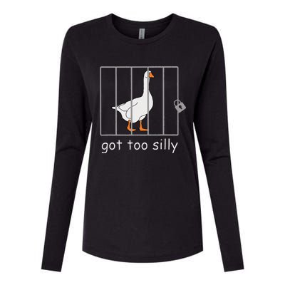 Got Too Silly  Silly Goose Womens Cotton Relaxed Long Sleeve T-Shirt