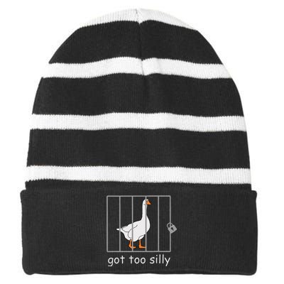 Got Too Silly  Silly Goose Striped Beanie with Solid Band