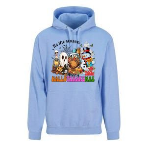 Ghost Turkey Snowman Funny Happy Hallothanksmas Gift Unisex Surf Hoodie