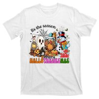 Ghost Turkey Snowman Funny Happy Hallothanksmas Gift T-Shirt