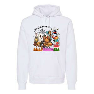 Ghost Turkey Snowman Funny Happy Hallothanksmas Gift Premium Hoodie