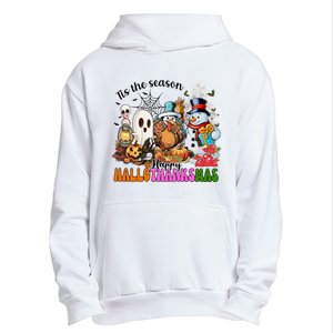 Ghost Turkey Snowman Funny Happy Hallothanksmas Gift Urban Pullover Hoodie