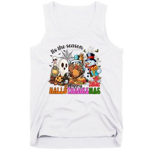 Ghost Turkey Snowman Funny Happy Hallothanksmas Gift Tank Top