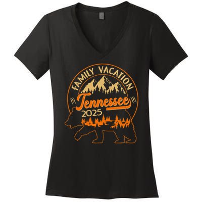 Gatlinburg Tennessee Smoky Mountains 2025 Family Vacation Women's V-Neck T-Shirt