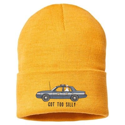 Got Too Silly Goose And Playful Police Car Humor Sustainable Knit Beanie