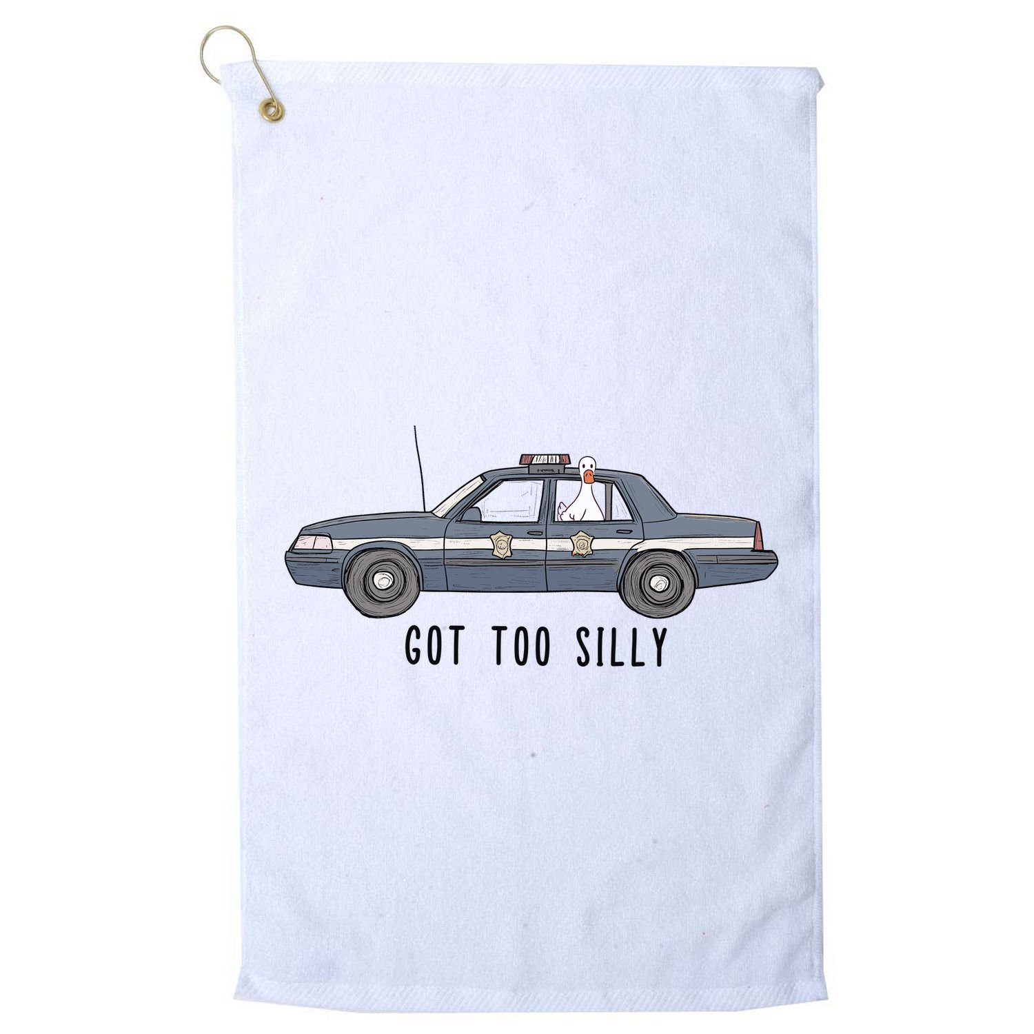 Got Too Silly Goose And Playful Police Car Humor Golf Towel