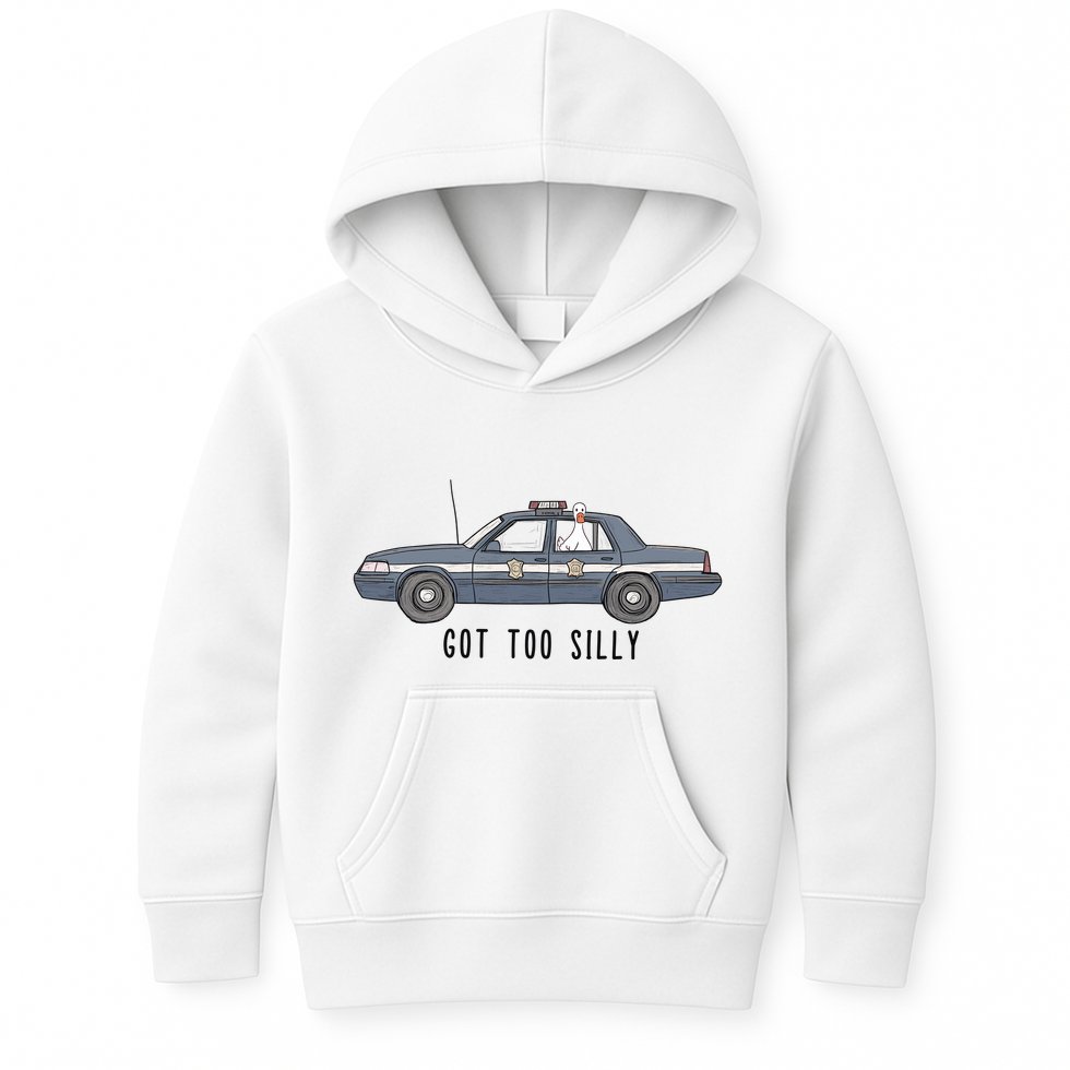 Got Too Silly Goose And Playful Police Car Humor Kids Hoodie