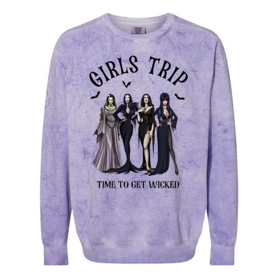 Girls Trip Salem Time To Get Wicked Halloween Witch Colorblast Crewneck Sweatshirt