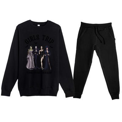 Girls Trip Salem Time To Get Wicked Halloween Witch Premium Crewneck Sweatsuit Set