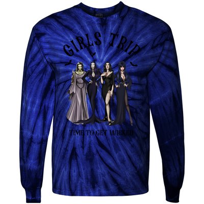 Girls Trip Salem Time To Get Wicked Halloween Witch Tie-Dye Long Sleeve Shirt