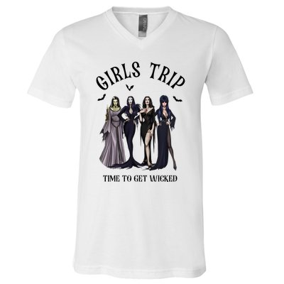 Girls Trip Salem Time To Get Wicked Halloween Witch V-Neck T-Shirt