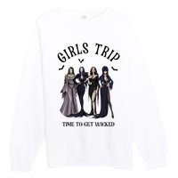 Girls Trip Salem Time To Get Wicked Halloween Witch Premium Crewneck Sweatshirt