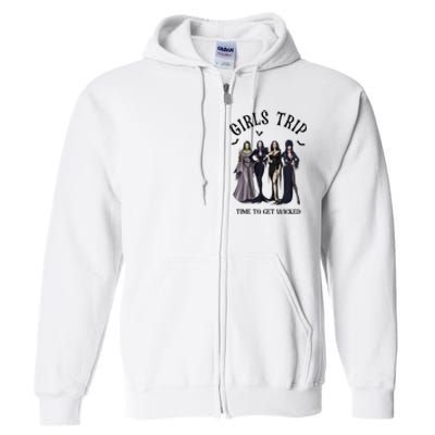 Girls Trip Salem Time To Get Wicked Halloween Witch Full Zip Hoodie