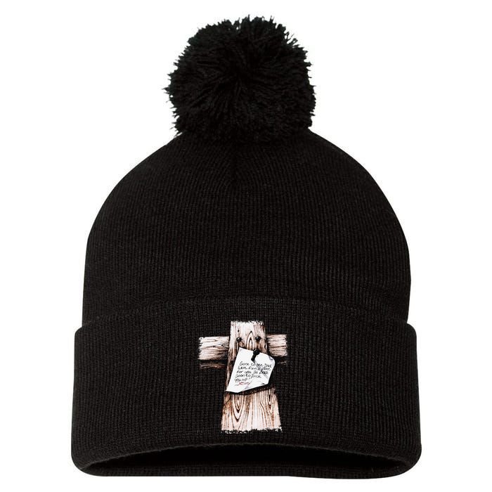 Gone To See Dad Were Fixin A Place For You Be Back Soon Pom Pom 12in Knit Beanie