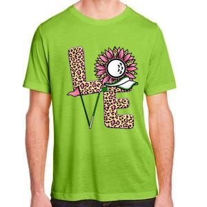 Golf T Shirts, Love Golf Leopard Sunflower Sports Ball Valentine Plus Size Adult ChromaSoft Performance T-Shirt