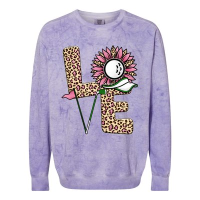 Golf T Shirts, Love Golf Leopard Sunflower Sports Ball Valentine Plus Size Colorblast Crewneck Sweatshirt