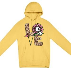 Golf T Shirts, Love Golf Leopard Sunflower Sports Ball Valentine Plus Size Premium Pullover Hoodie