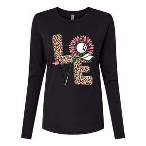 Golf T Shirts, Love Golf Leopard Sunflower Sports Ball Valentine Plus Size Womens Cotton Relaxed Long Sleeve T-Shirt