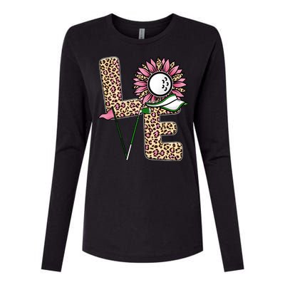 Golf T Shirts, Love Golf Leopard Sunflower Sports Ball Valentine Plus Size Womens Cotton Relaxed Long Sleeve T-Shirt