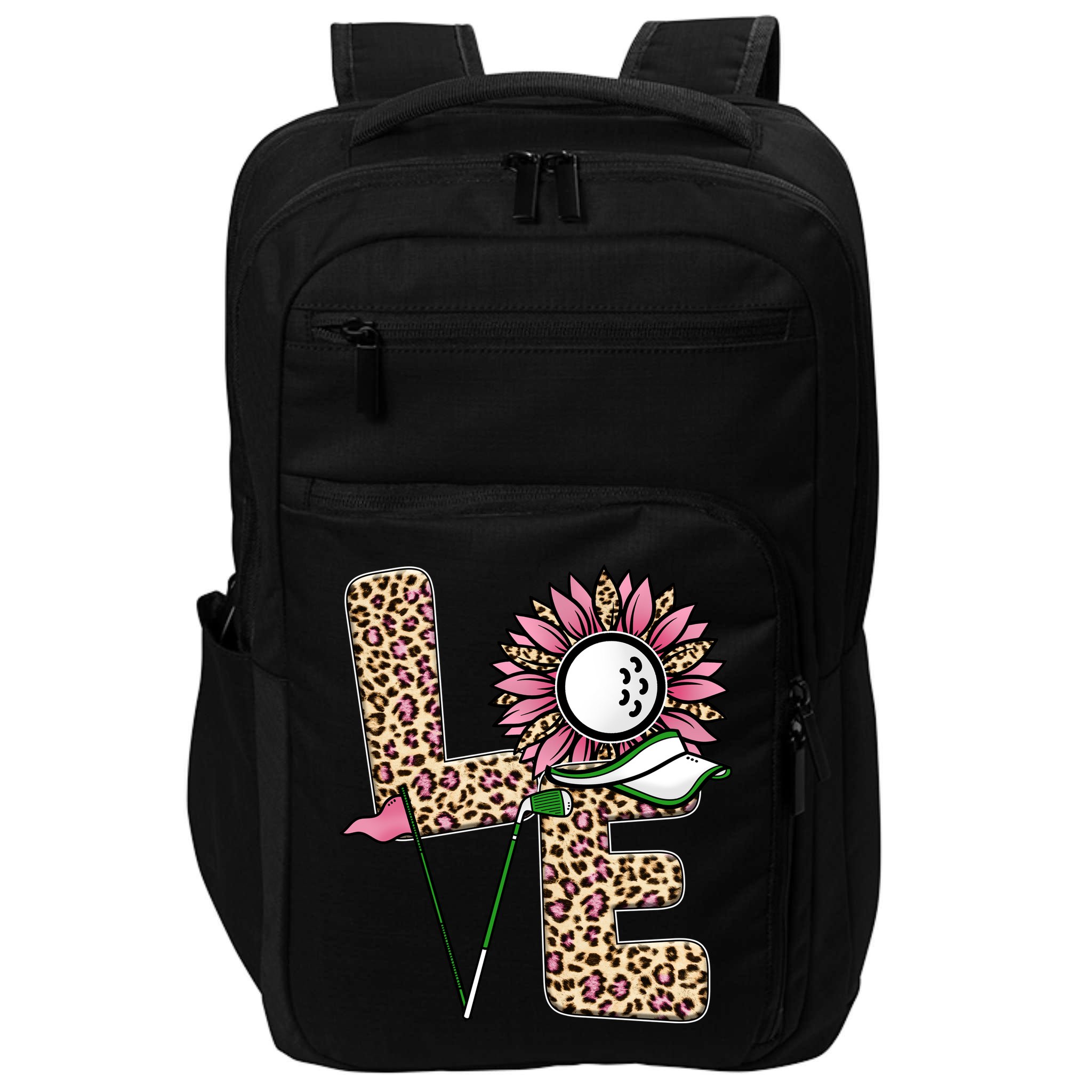 Golf T Shirts, Love Golf Leopard Sunflower Sports Ball Valentine Plus Size Impact Tech Backpack