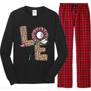 Golf T Shirts, Love Golf Leopard Sunflower Sports Ball Valentine Plus Size Long Sleeve Pajama Set