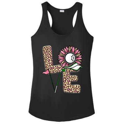 Golf T Shirts, Love Golf Leopard Sunflower Sports Ball Valentine Plus Size Ladies PosiCharge Competitor Racerback Tank