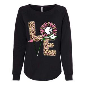 Golf T Shirts, Love Golf Leopard Sunflower Sports Ball Valentine Plus Size Womens California Wash Sweatshirt