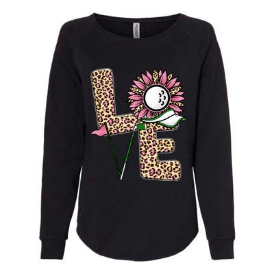 Golf T Shirts, Love Golf Leopard Sunflower Sports Ball Valentine Plus Size Womens California Wash Sweatshirt