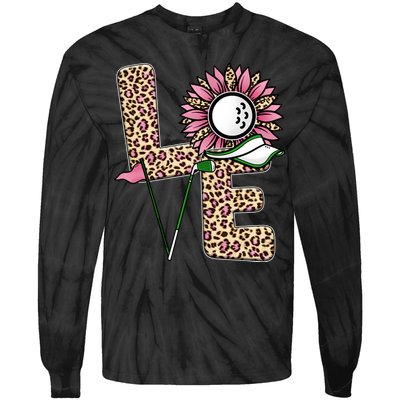 Golf T Shirts, Love Golf Leopard Sunflower Sports Ball Valentine Plus Size Tie-Dye Long Sleeve Shirt