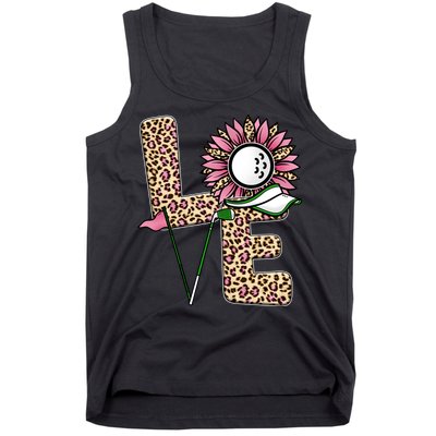 Golf T Shirts, Love Golf Leopard Sunflower Sports Ball Valentine Plus Size Tank Top