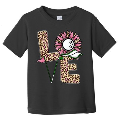 Golf T Shirts, Love Golf Leopard Sunflower Sports Ball Valentine Plus Size Toddler T-Shirt