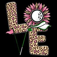 Golf T Shirts, Love Golf Leopard Sunflower Sports Ball Valentine Plus Size Womens T-Shirt