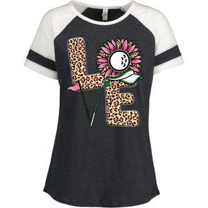 Golf T Shirts, Love Golf Leopard Sunflower Sports Ball Valentine Plus Size Enza Ladies Jersey Colorblock Tee