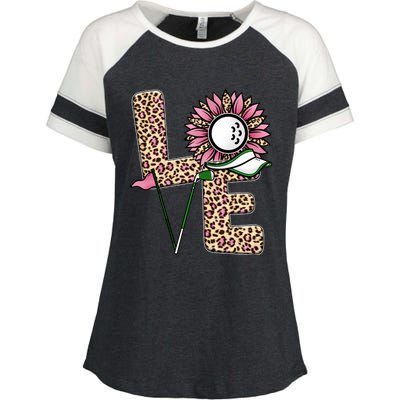 Golf T Shirts, Love Golf Leopard Sunflower Sports Ball Valentine Plus Size Enza Ladies Jersey Colorblock Tee